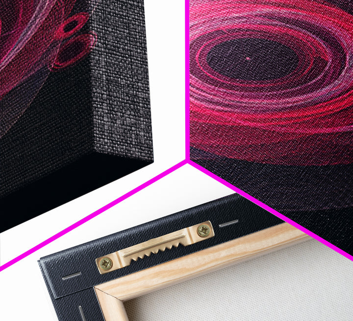 Magenta Spiral Wireframe Abstract Wall Art, Modern Geometric Art Print, Retro Futuristic Decor, Dark Blue MCM Gallery Poster