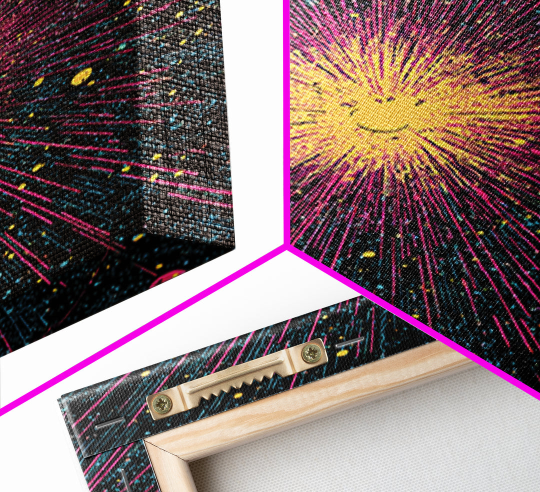 Vivid Cosmic Starburst Explosion Canvas Print, Midcentury Modern Wall Art, Retro Space Abstract Poster, Colorful Mcm Decor