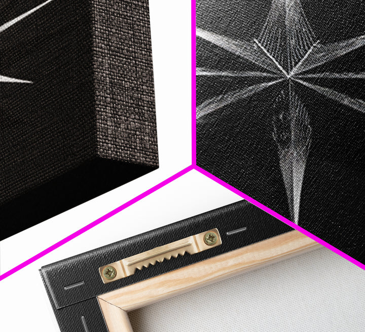 Black Silver Eight Point Starburst Wall Art, Midcentury Modern Art, Geometric Wall Decor, Minimalist Print, Office Decor