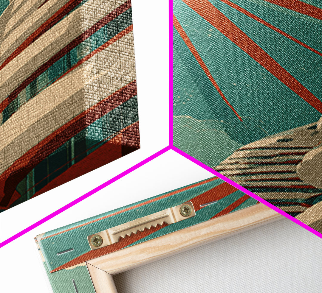 Retro Futurist Towers Wall Art, Midcentury Modern Art, Architectural Art, Palm Springs Art, Travel Poster, Teal Orange Decor