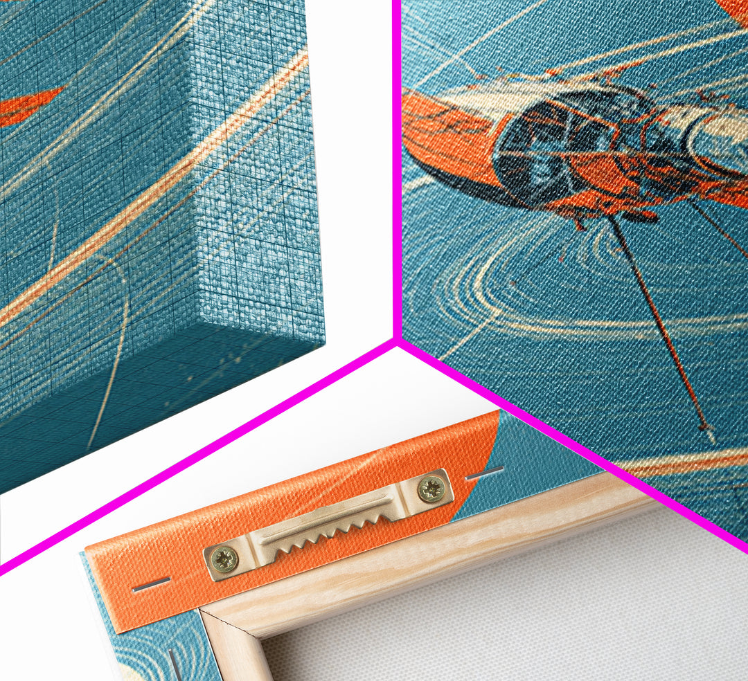 Retro Satellite With Orange Sun, Cosmic Orbit Wall Art, Mid Century Modern Space Poster, Sci Fi Decor, MCM Home Print Gift