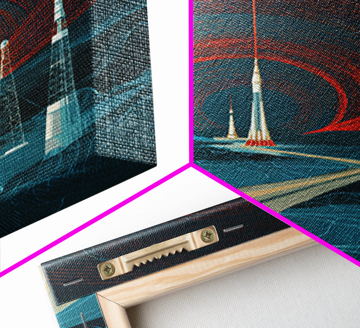 Desert Road To Rocket Launch Wall Art, Mid Century Modern Sci Fi Poster, Retro Space Travel Print, Atomic MCM Home Decor