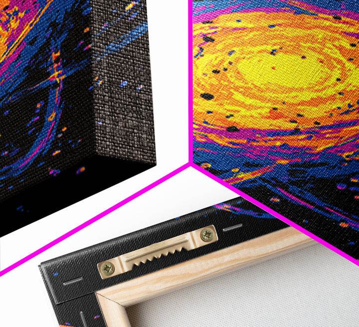 Exploding Atomic Nucleus Canvas Print, Midcentury Modern Art, Retro Sci Fi Wall Decor, Cosmic Abstract Poster For Game Room