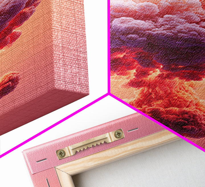 Pink Cotton Candy Mushroom Cloud Canvas Print, Surreal Atomic Pop Art Poster, Vaporwave Wall Decor, Modern Abstract Art Gift