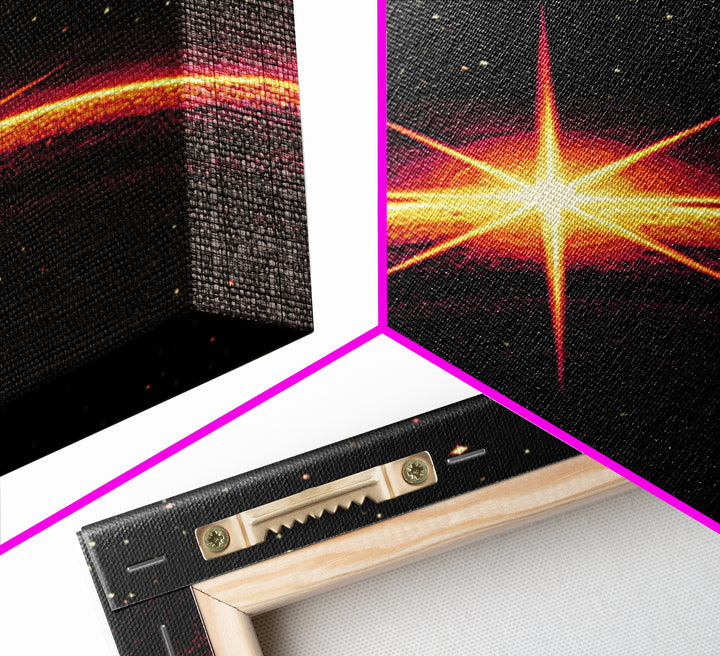 Cosmic Sunrise Over Dark Planet Wall Art, Retro Sci Fi Poster, Space Abstract Art Print, Mid Century Modern Decor, Starry Room Decor