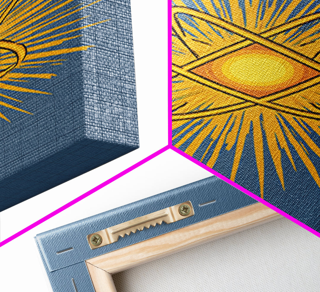 Atomic Sunburst Symbol Wall Art, Mid Century Modern Science Poster, Yellow Geometric Print, Modern Home Office Decor Gift