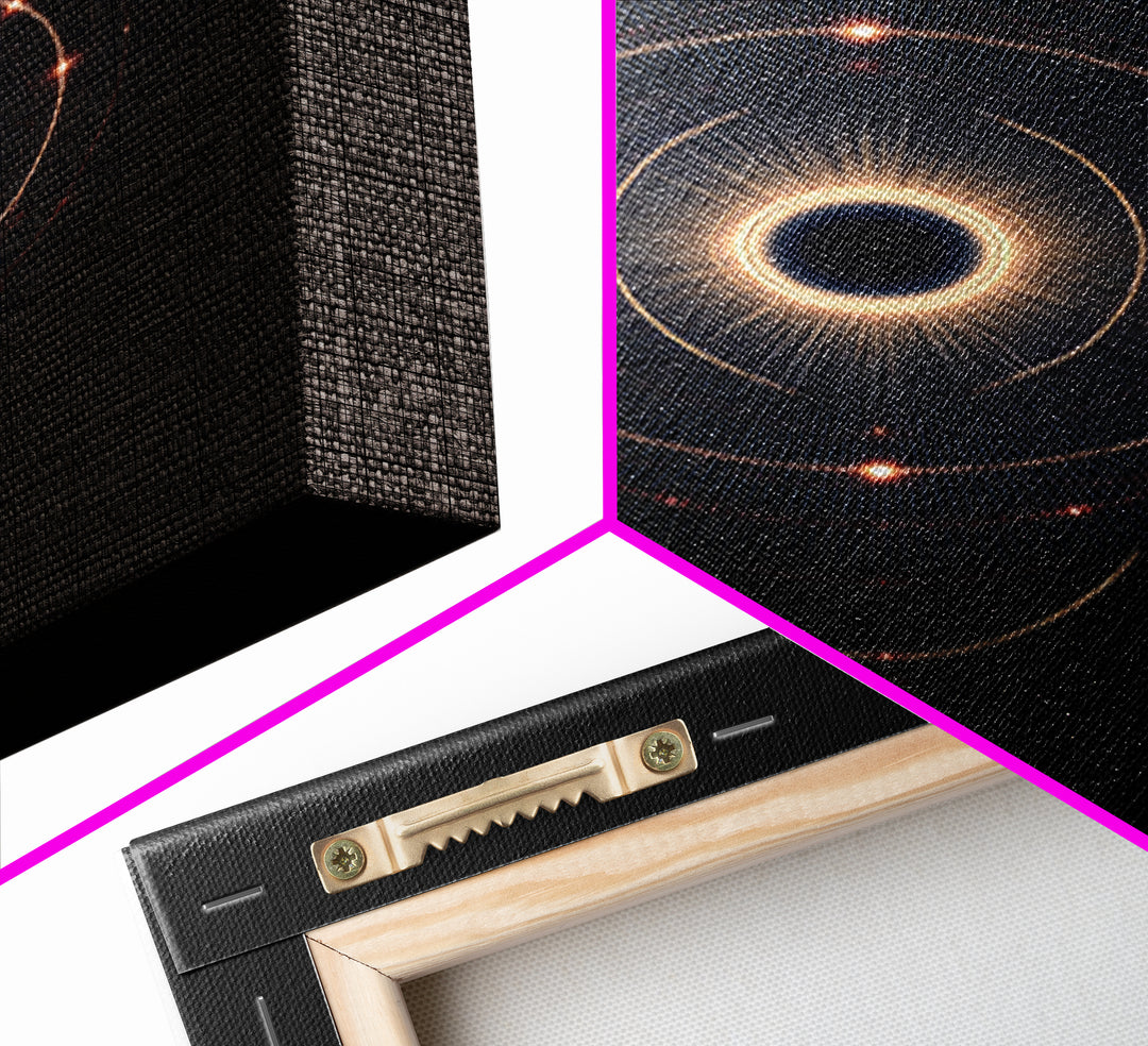 Eclipse Orbital Ring Wall Art, Dark Cosmic Abstract Poster, Modern Geometric Space Decor, Midcentury Sci Fi Print For Office