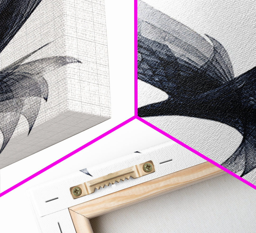 Black Wireframe Flying Bird Wall Art, Modern Abstract Art Print, Minimalist Wall Decor, Monochrome Nature Art For Bedroom