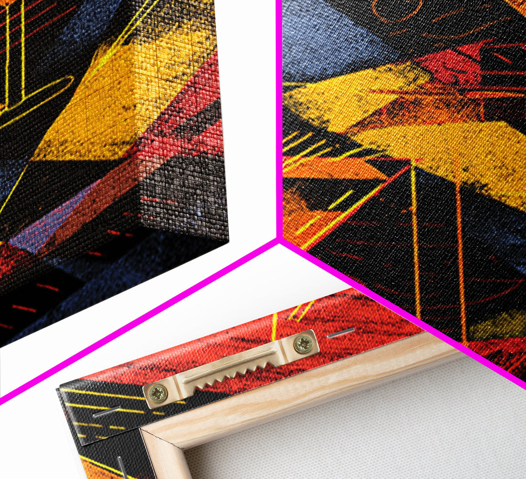 Graphic Martini Trio Canvas Print, Retro Cocktail Wall Decor, Bold Red Yellow Bar Cart Poster, Atomic Modern Kitchen Art