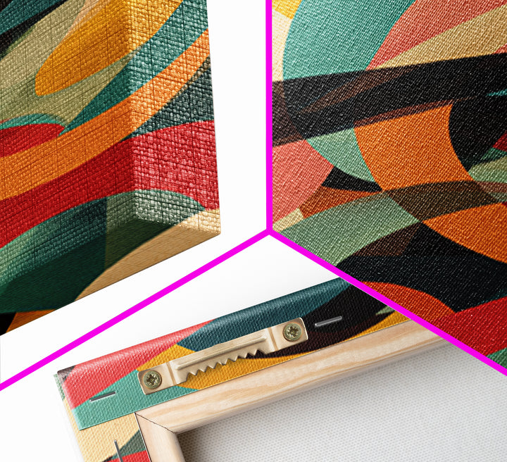 Bold Looping Arches Framed Canvas Print, Midcentury Modern Wall Art, Colorful Geometric MCM Decor, Retro Abstract Poster