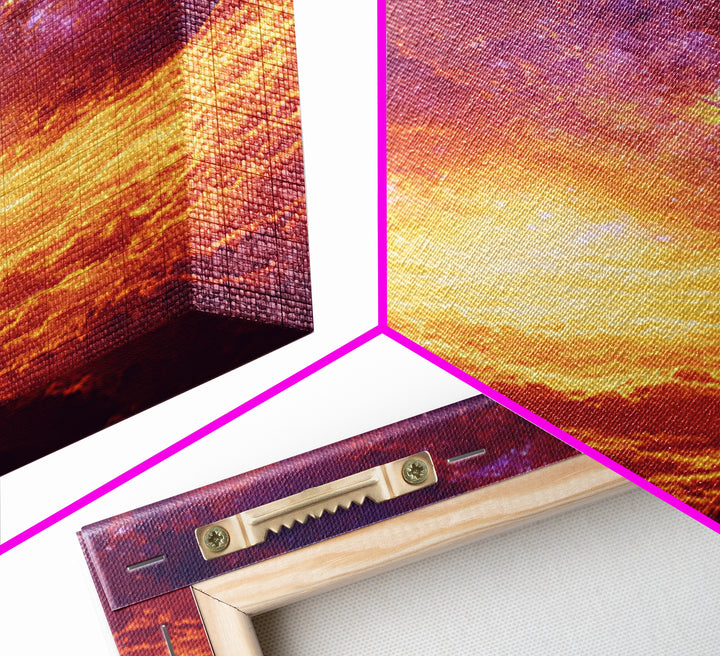 Fiery Celestial Cloudscape Canvas Print, Spiritual Wall Art, Galaxy Sky Poster, Orange Purple Modern Home Decor Gift, Bedroom Art