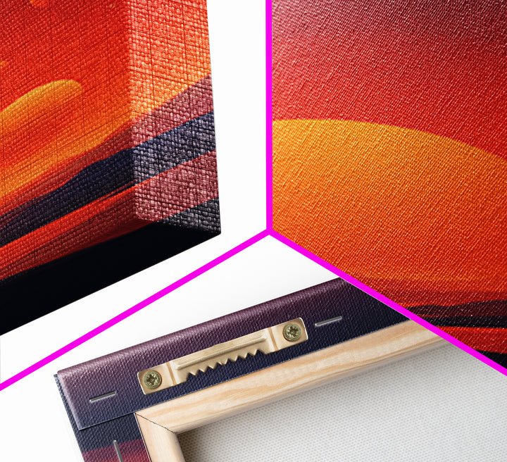 Orange Planet Desert Sunset Wall Art, Retro Sci Fi Poster, Midcentury Modern Decor, Space Landscape, Living Room Art Print
