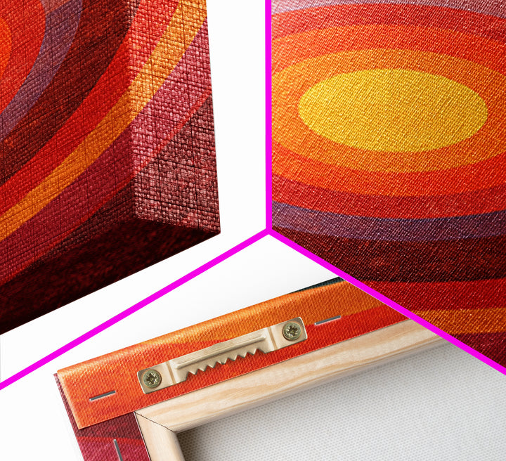 Orange Concentric Circle Wall Art, Midcentury Modern Art, Bauhaus Geometric Poster, Retro Home Decor, Large Abstract Print