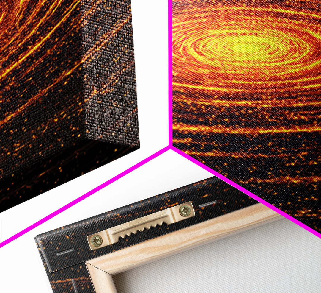 Glowing Orange Cosmic Spiral Wall Art, Abstract Galaxy Vortex, Space Abstract Art, Modern Retro Poster, Living Room Decor