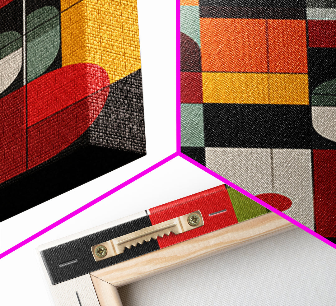 Primary Color Rounded Geometric Wall Art, Midcentury Modern Abstract Print, Bauhaus Decor, Red Yellow Green Statement Poster