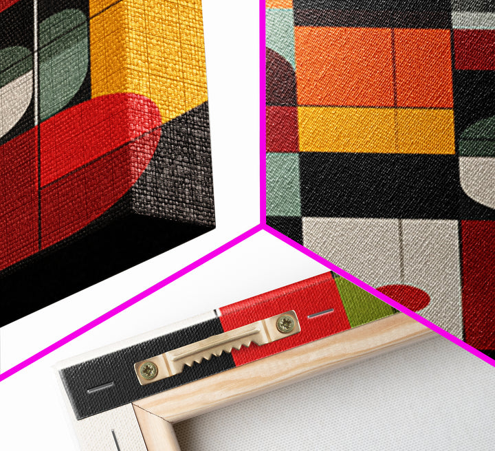 Primary Color Rounded Geometric Wall Art, Midcentury Modern Abstract Print, Bauhaus Decor, Red Yellow Green Statement Poster
