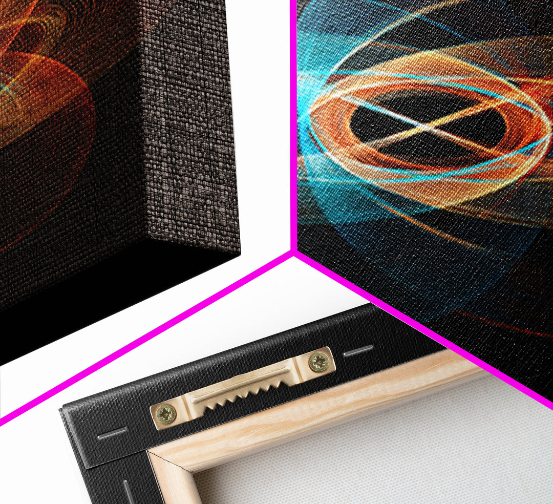 Glowing Atomic Orbital Abstract Canvas Print, Midcentury Modern Wall Art, Geometric Art Print, Retro Modern Home Decor Gift