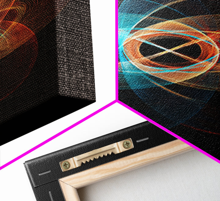 Glowing Atomic Orbital Abstract Canvas Print, Midcentury Modern Wall Art, Geometric Art Print, Retro Modern Home Decor Gift