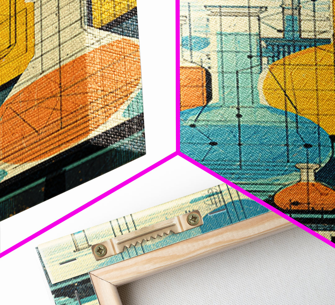 Retro Science Laboratory Glassware Wall Art, Midcentury Modern Art Print, Chemistry Poster, Atomic Office Decor, MCM Decor