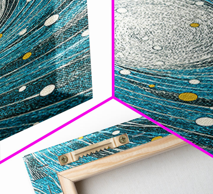 Turquoise Spiral Galaxy Wall Art, Cosmic Abstract Art Print, Modern Geometric Wall Decor, Space Poster, Blue Gold Decor Gift