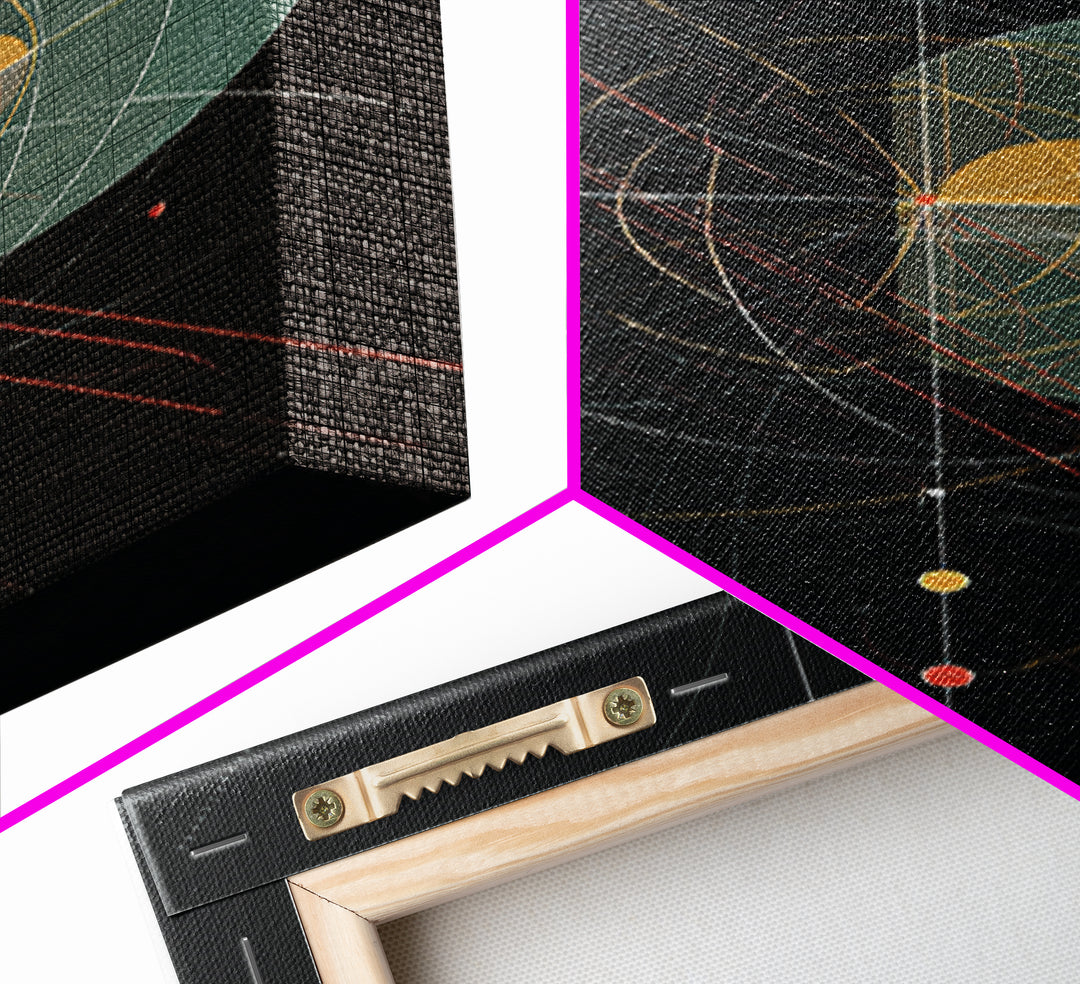 Black Celestial Geometry Diagram Canvas Print, Modern Abstract Art Print, Geometric Wall Art, Atomic Space Office Decor Poster