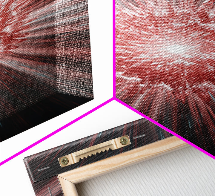 Red White Cosmic Energy Explosion Wall Art, Modern Digital Art, Abstract Space Poster, Statement Wall Decor, Large Canvas Print