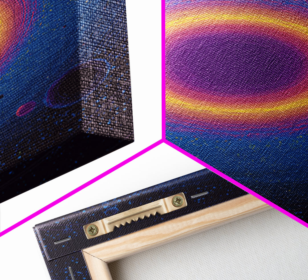 Purple Black Hole With Golden Ring Wall Art, Cosmic Retro Art, Modern Abstract Art, Space Poster, Blue Wall Decor Print Gift