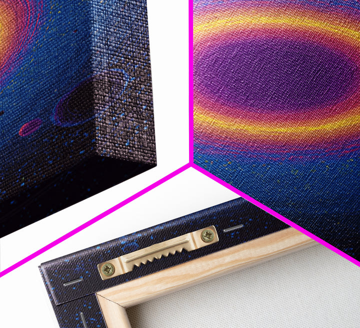Purple Black Hole With Golden Ring Wall Art, Cosmic Retro Art, Modern Abstract Art, Space Poster, Blue Wall Decor Print Gift