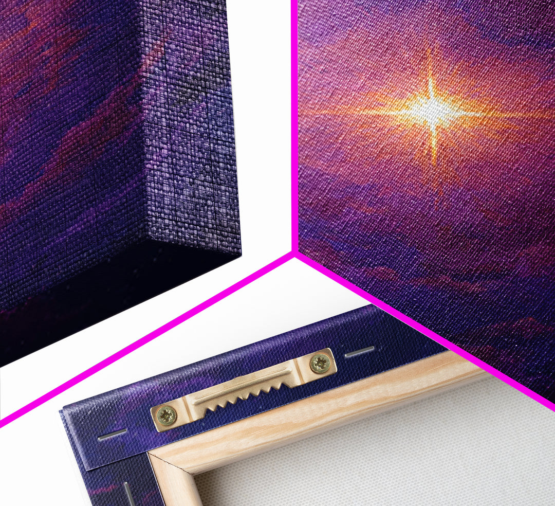 Purple Cosmic Starburst Wall Art, Modern Abstract Art, Space Abstract Art Print, Galaxy Poster, Vibrant Art Purple Decor