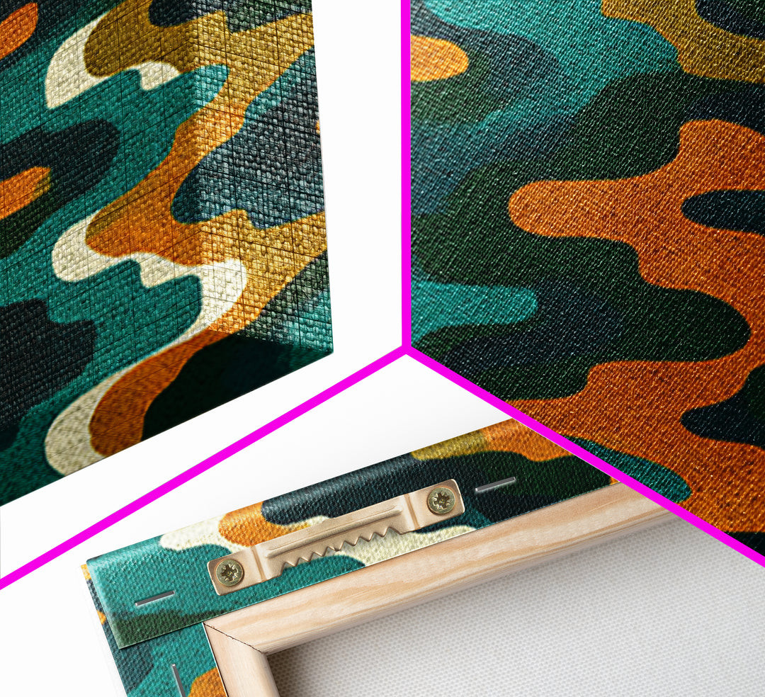 Organic Teal Orange Wave Abstract Wall Art, Mid Century Modern Canvas Print, Retro Groovy Funky Pattern Living Room Decor