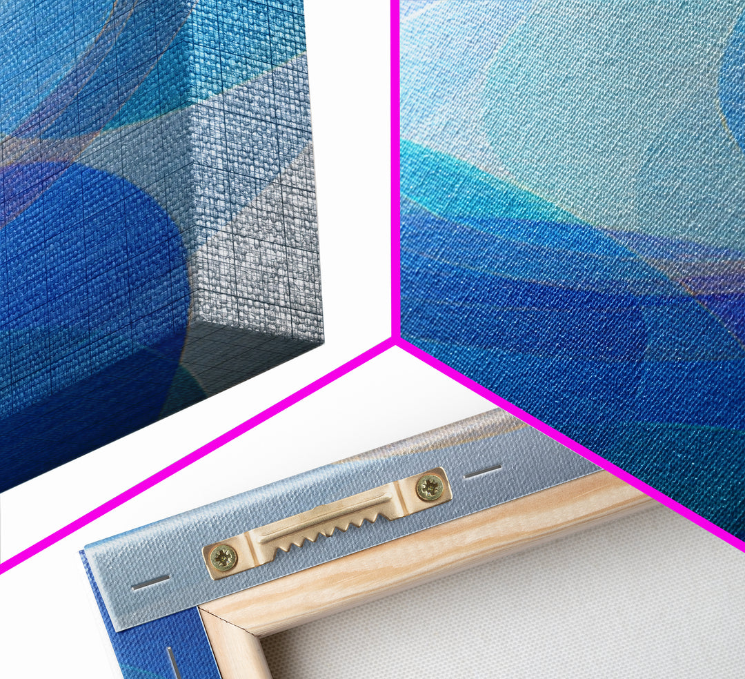 Blue Overlapping Circle Study, Wall Art, Midcentury Modern Abstract, Geometric Art Print, Scandinavian Bedroom Decor Poster