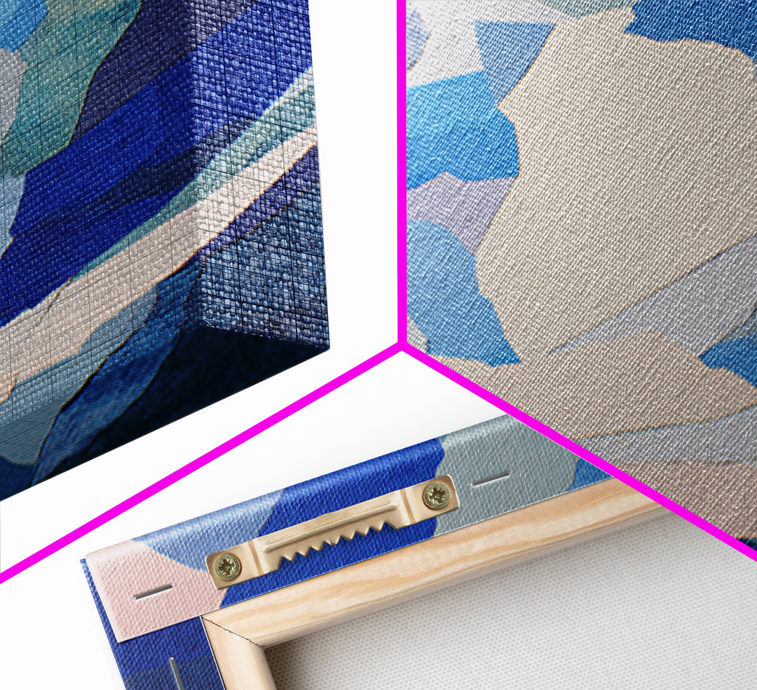 Blue Pink Torn Paper Abstract Collage, Wall Art, Modern Abstract Art Print, Contemporary Poster, Minimalist Bedroom Decor