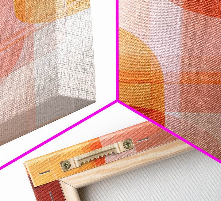 Orange Pink Translucent Shapes, Canvas Print, Modern Geometric Wall Art, Warm Abstract Decor, Mid Century Home Office Poster