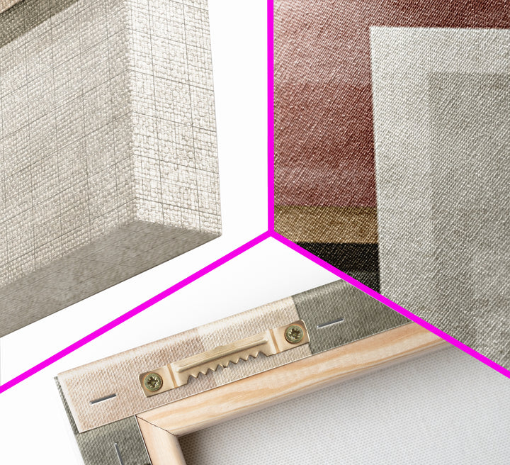 Muted Neutral Rectangles Wall Art, Modern Abstract Canvas Print, Midcentury Home Decor, Sage Green Terracotta Office Art