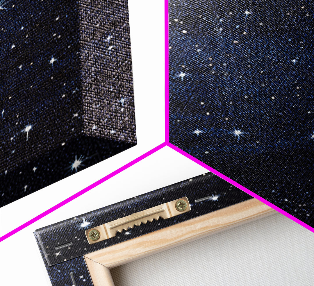 Deep Blue Starry Night Sky Wall Art, Cosmic Galaxy Print, Celestial Space Poster, Astronomy Decor For Bedroom And Home Office Decor