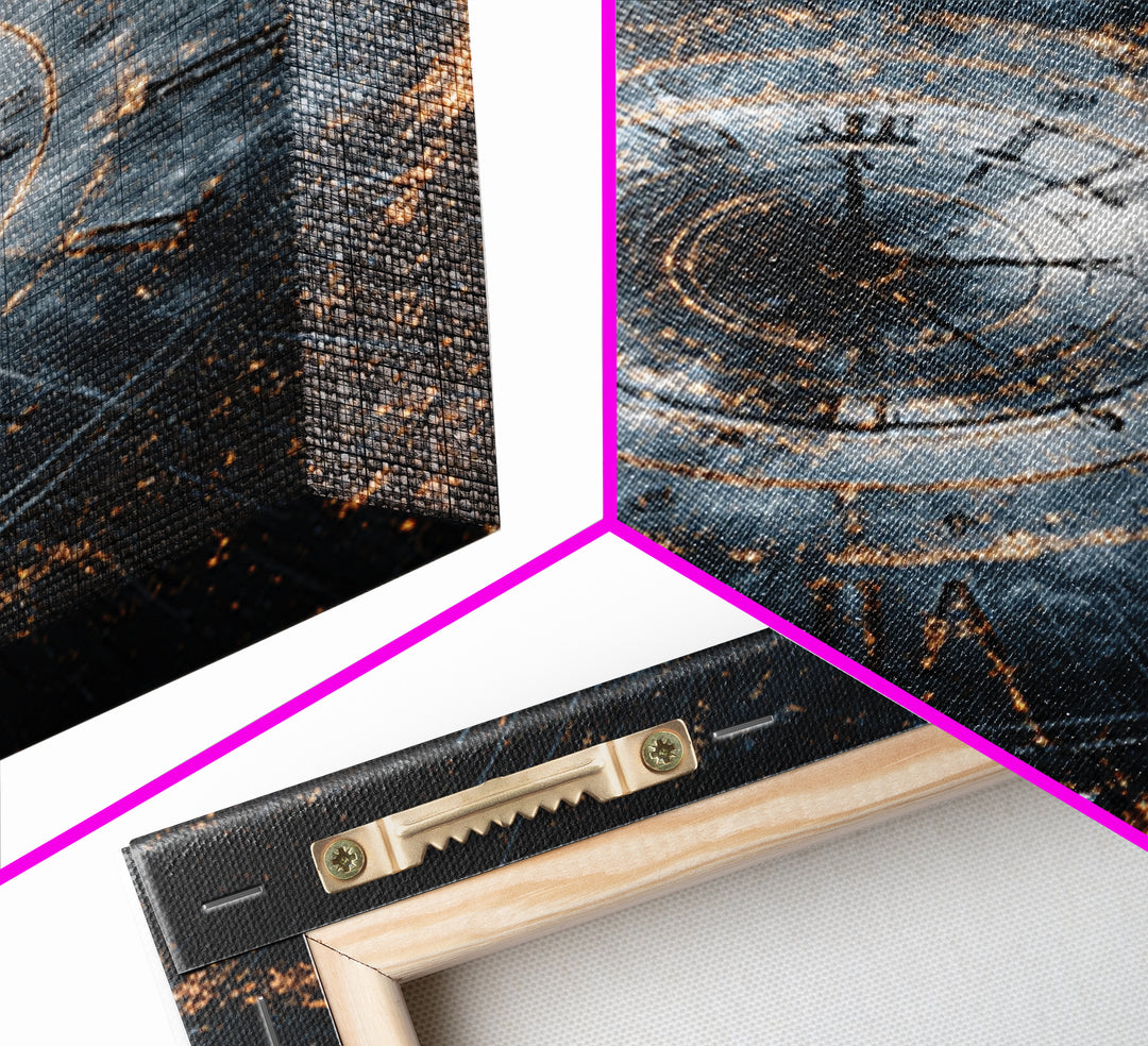 Smoky Spiral Time Clock Wall Art, Roman Numeral Galaxy Poster, Cosmic Framed Canvas Print, Dark Modern Office Decor Gift
