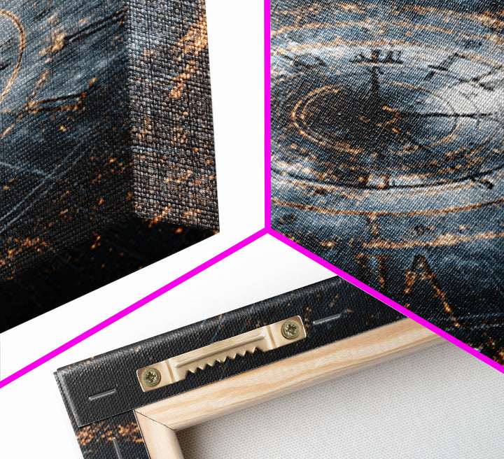 Smoky Spiral Time Clock Wall Art, Roman Numeral Galaxy Poster, Cosmic Framed Canvas Print, Dark Modern Office Decor Gift