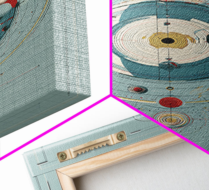 Teal Atomic Solar System Diagram Wall Art, Midcentury Modern Art, Space Abstract Art, Geometric Poster, Retro Home Decor