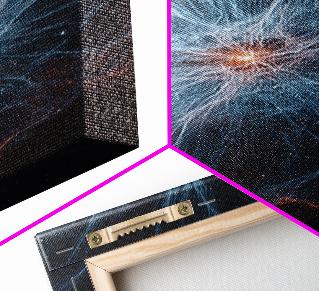 Blue White Nebula Energy Burst Wall Art, Space Abstract Art, Modern Digital Art, Scenic Sci Fi Poster, Statement Wall Decor