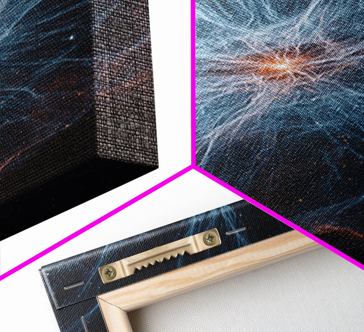 Blue White Nebula Energy Burst Wall Art, Space Abstract Art, Modern Digital Art, Scenic Sci Fi Poster, Statement Wall Decor