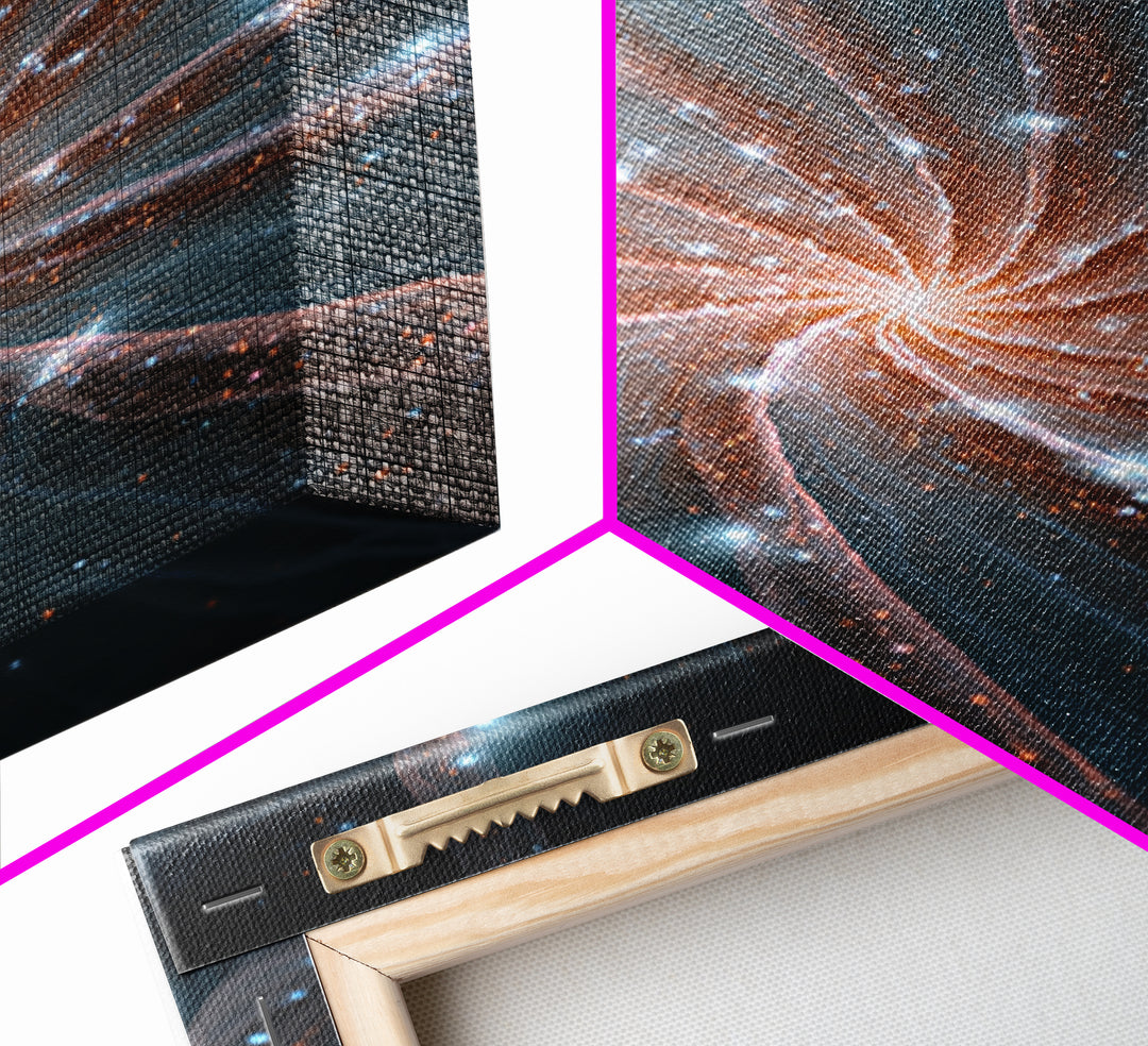 Luminous Spiral Galaxy Nebula Framed Canvas Print, Space Abstract Art, Modern Wall Art, Blue Art Print, Sci Fi Decor, Home Office