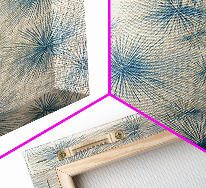Blue Atomic Starburst Pattern Wall Art, Midcentury Modern Art Print, Retro Wall Decor, Beige Teal Abstract Home Decor Prints