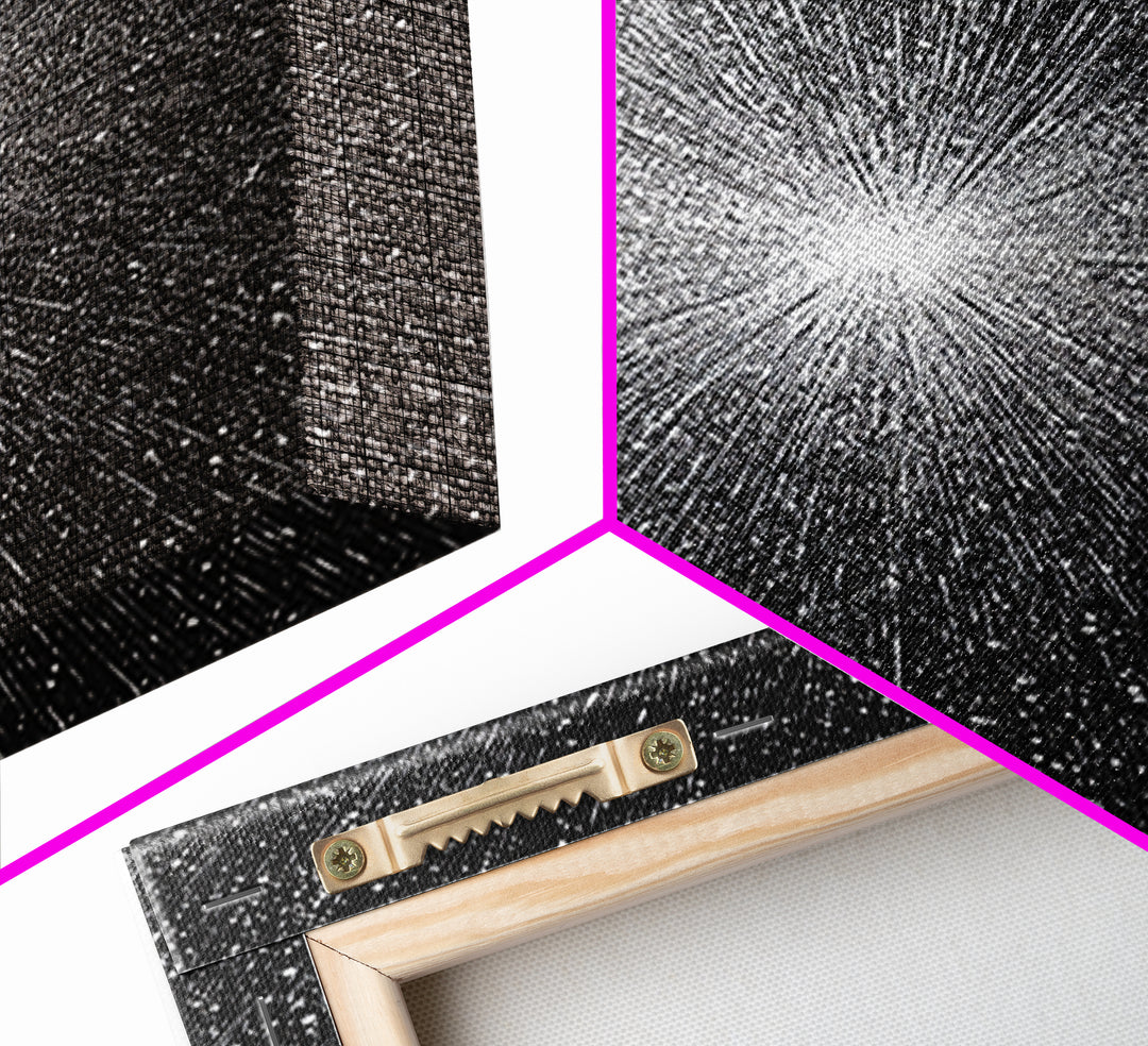 Black And White Cosmic Starburst Wall Art, Modern Abstract Art Print, Space Poster, Sci Fi Retro Decor, Monochrome Home Decor