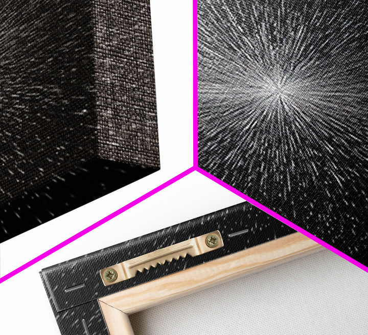 Black White Warp Speed Starburst Canvas Print, Modern Abstract Art, Space Wall Decor, Minimalist Sci Fi Poster, Cosmic Decor