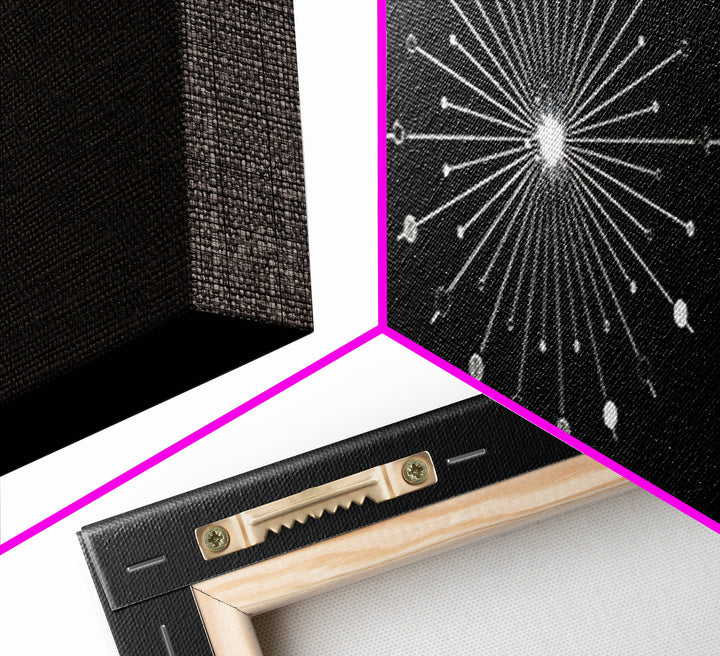 Black Atomic Starburst Wall Art, Midcentury Modern Art Print, Minimal Geometric Poster, Retro Space Age Office Decor Gift