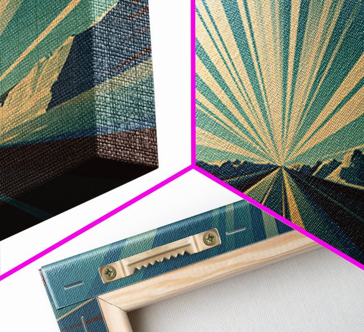 Radiant Teal Highway Horizon Wall Art, Midcentury Modern Art Print, Retro Landscape Poster, Modern Wall Decor For Office