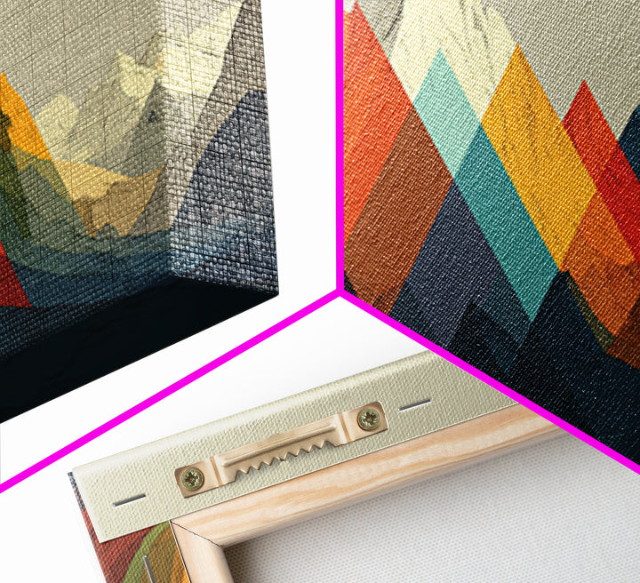 Geometric Rainbow Mountain Range Wall Art, Mid Century Modern Landscape Print, Colorful Abstract Decor, Living Room Poster