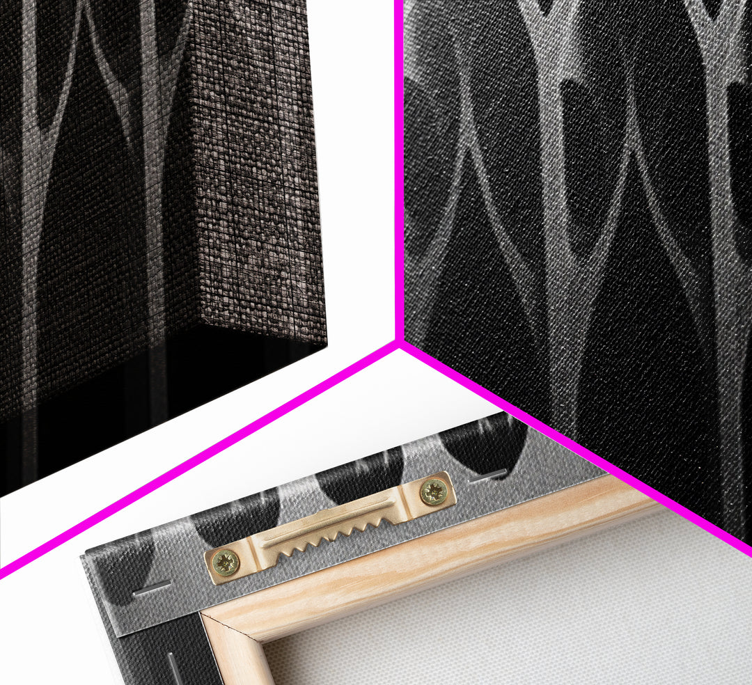 Black Gothic Arch Pattern Canvas Print, Architectural Art, Art Deco Wall Decor, Modern Wall Art, Masculine Home Office Decor