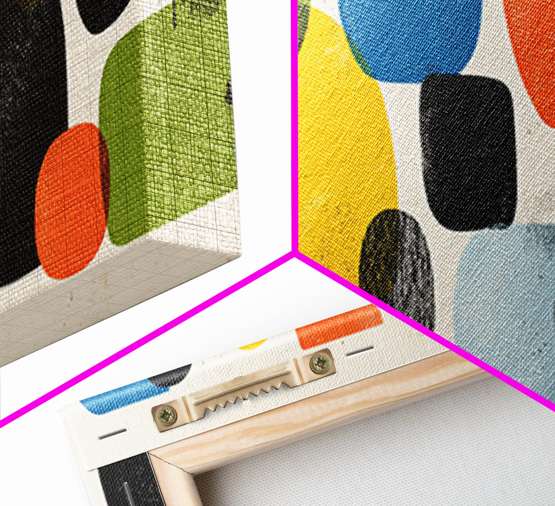 Colorful Rounded Shape Wall Art, Playful Midcentury Modern Abstract Poster, Retro Geometric Decor, Large MCM Print Gift Idea