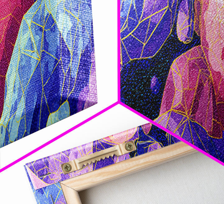Vibrant Polygon Space Rocks Canvas Print, Cosmic Abstract Wall Art, Colorful Sci Fi Decor, Modern Geometric Poster Gift Idea